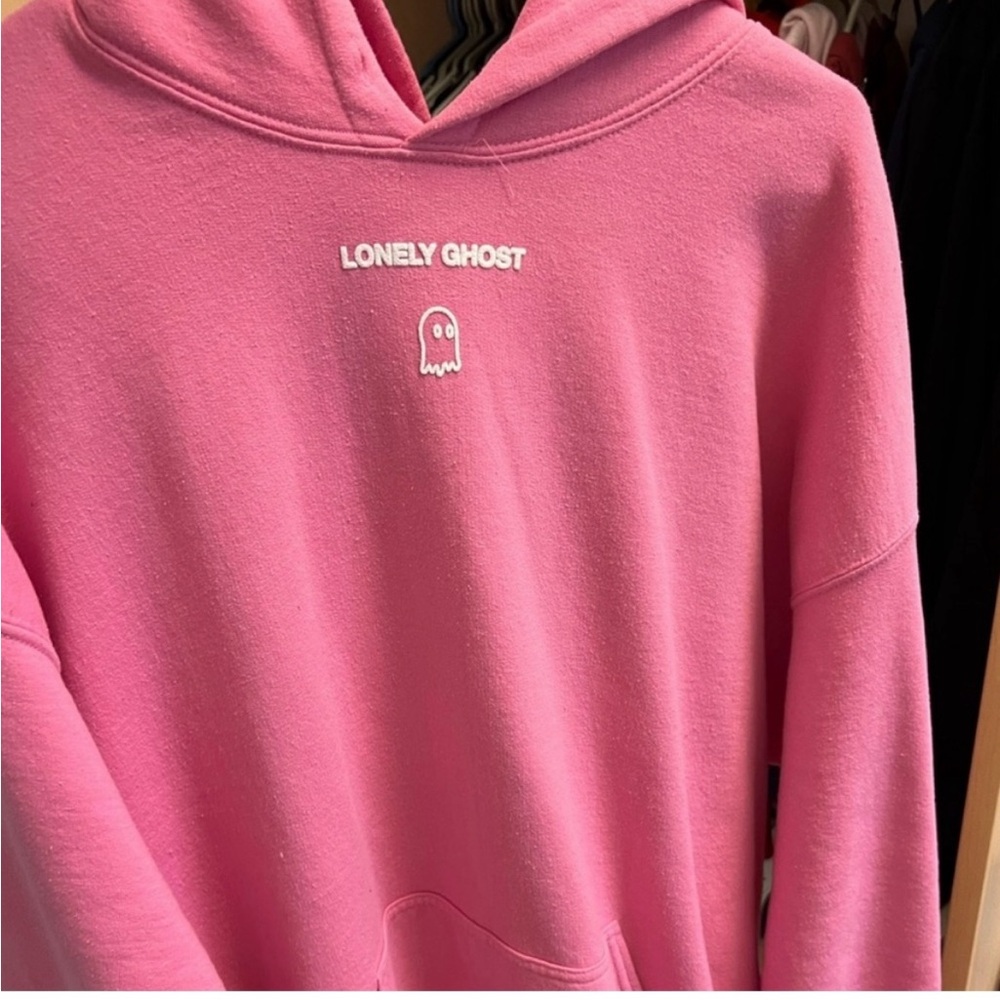 LONELY GHOST Pink Hoodie